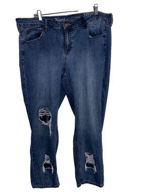 Natural Reflections Jeans Women's 18 Blue Denim Distressed Plaid Back Pocket